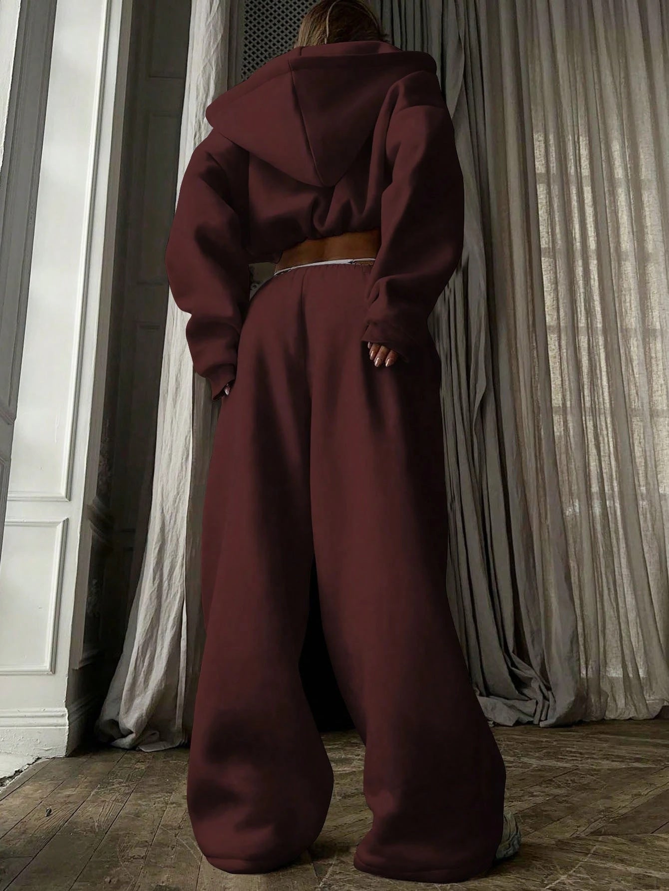 Crop Oversized Hoodie & Wide-Leg Joggers