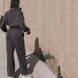 Stylish Grey Cropped Sportswear Set