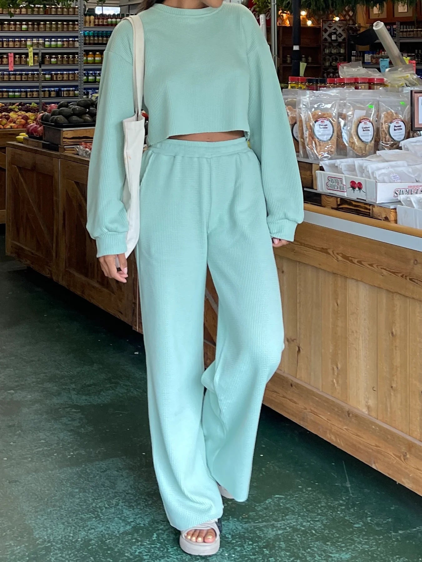 Cropped Top & Wide-Leg Pant Lounge Set