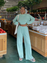 Cropped Top & Wide-Leg Pant Lounge Set