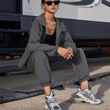 Casual Athleisure Zip-Up Hoodie & Joggers