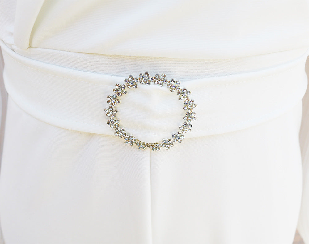 Jumpsuit with Pleated Sleeves and Belt Detail