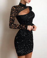 Black Lace-Detail Bodycon Dress