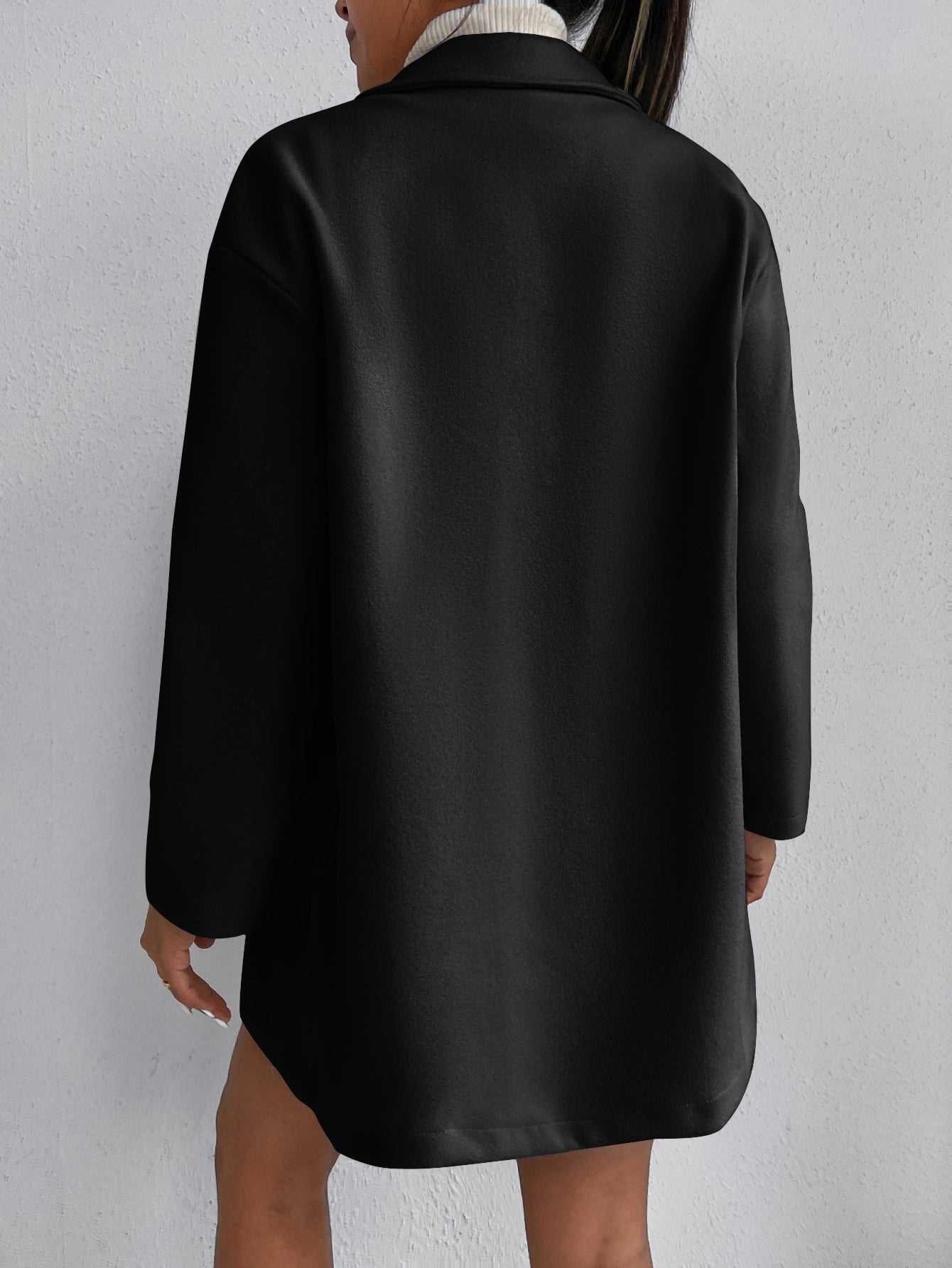 Leather-Like Oversized Blazer Coat