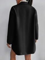 Leather-Like Oversized Blazer Coat