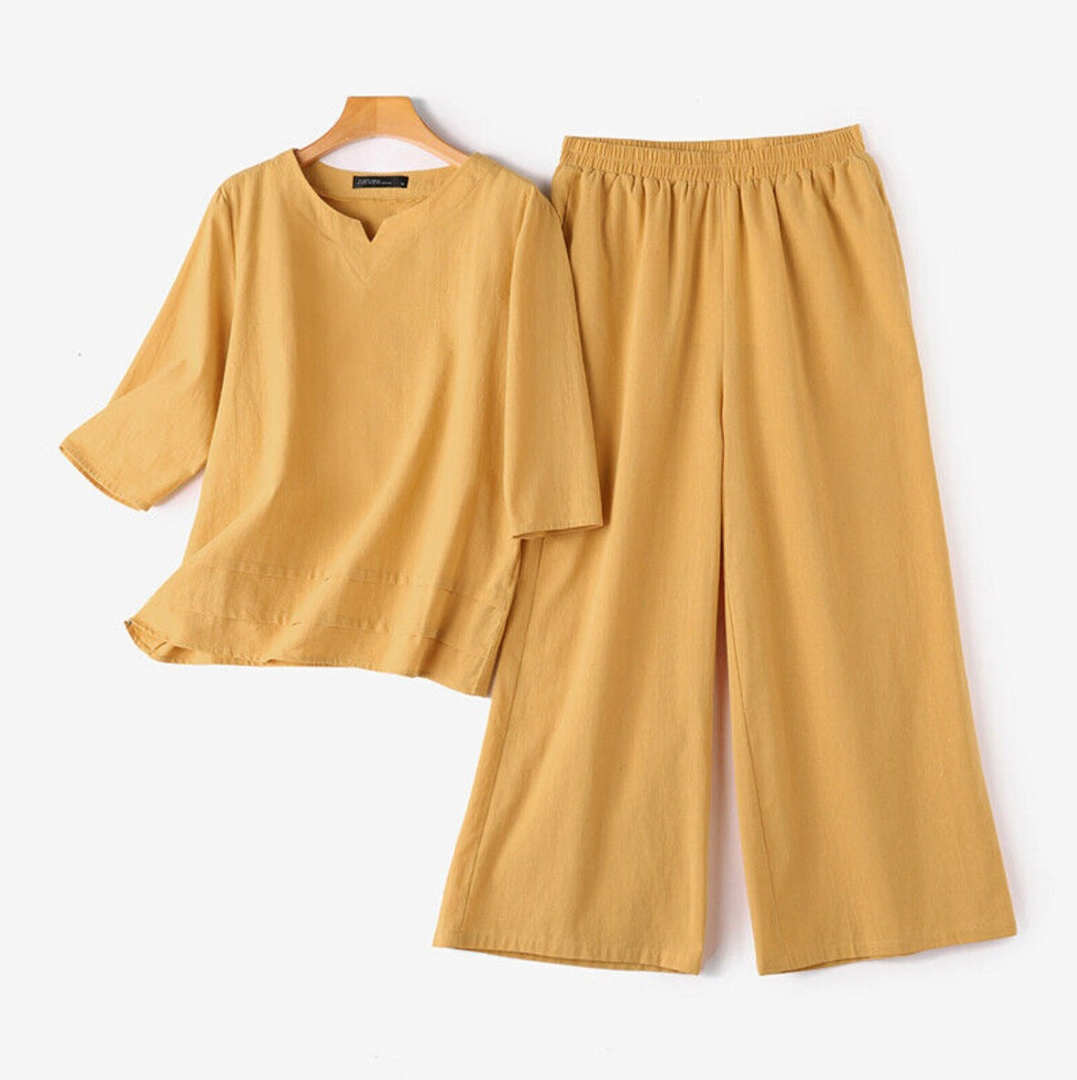 Lounge Set with Wide-Leg Pants & Tunic Top