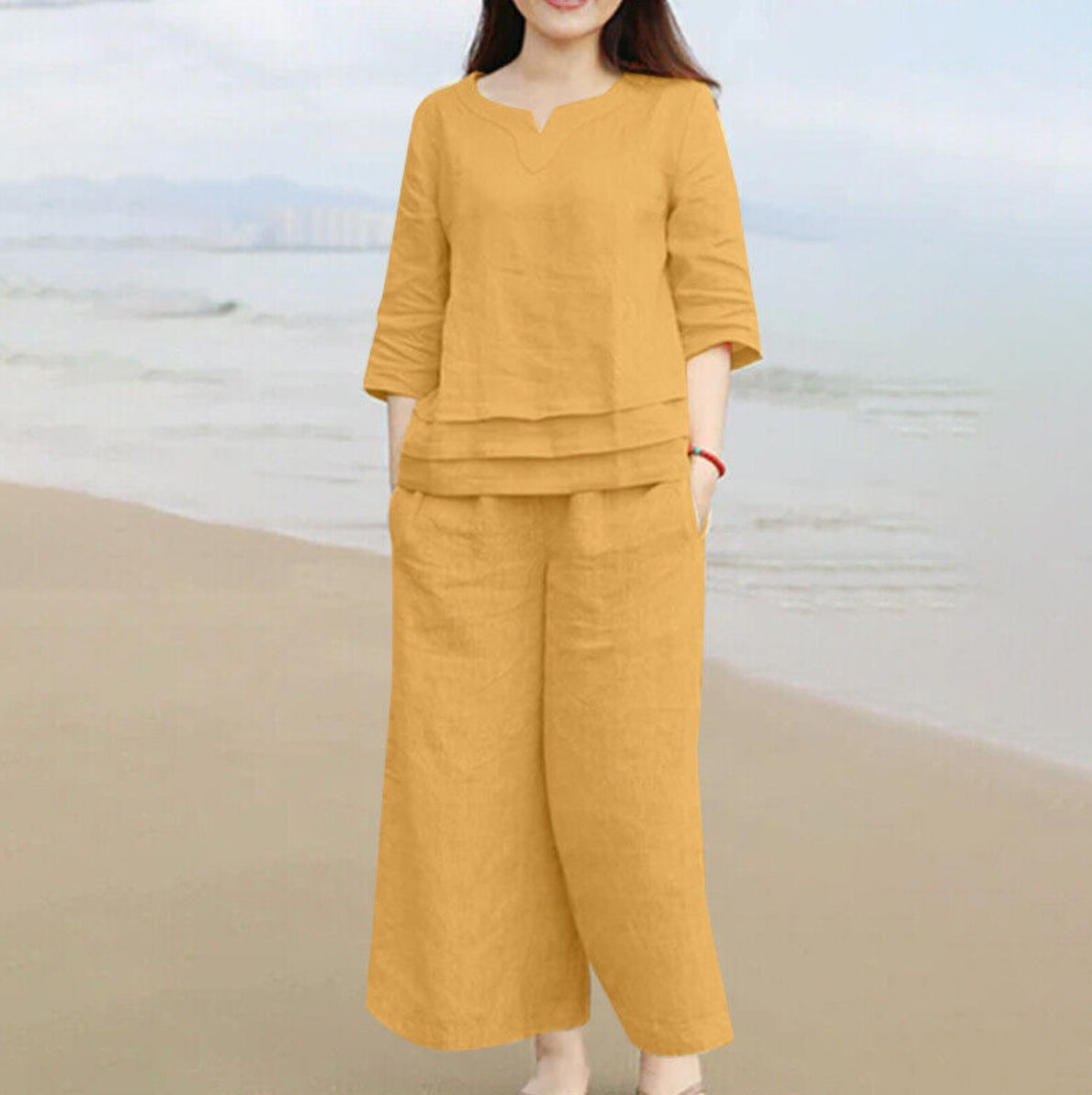 Lounge Set with Wide-Leg Pants & Tunic Top