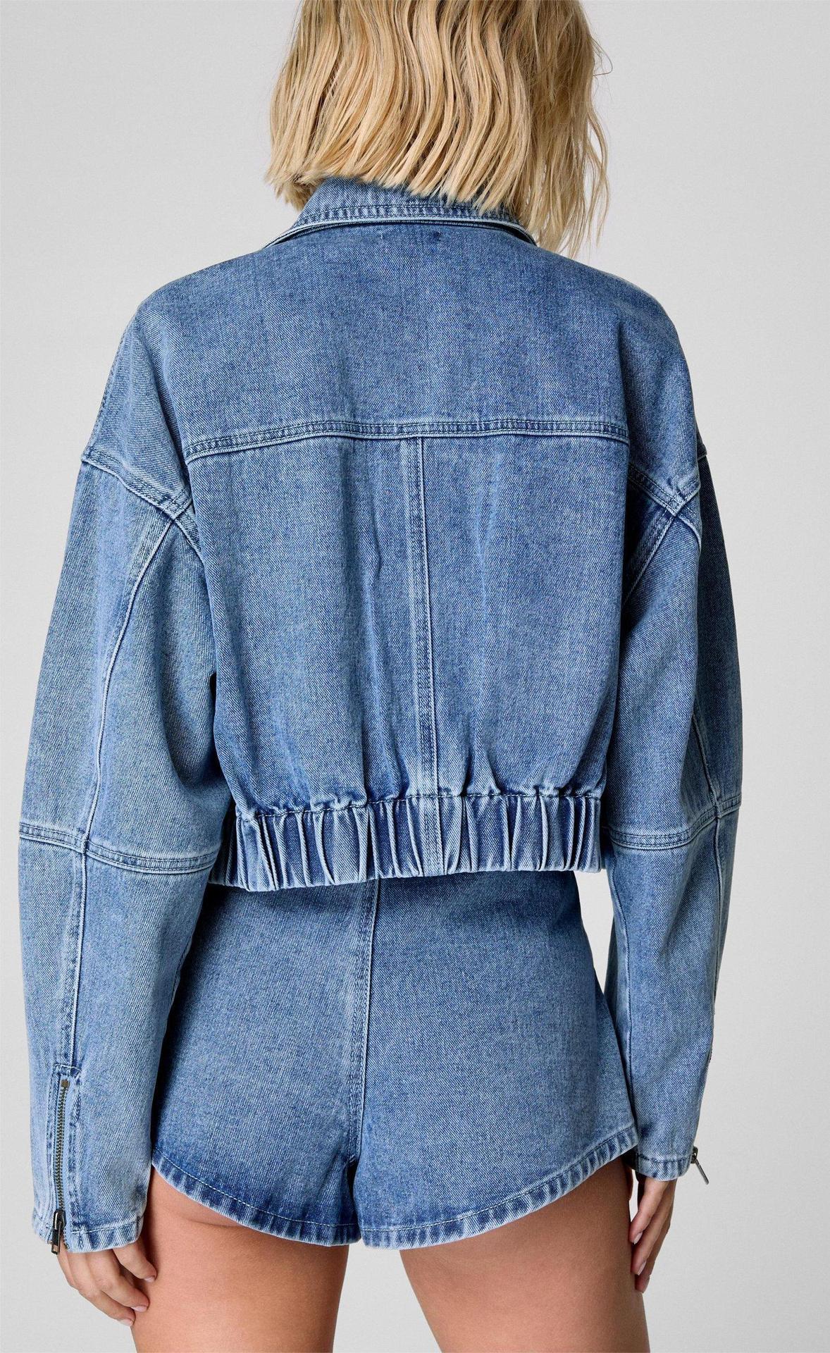 Cropped Denim Jacket with   Shorts