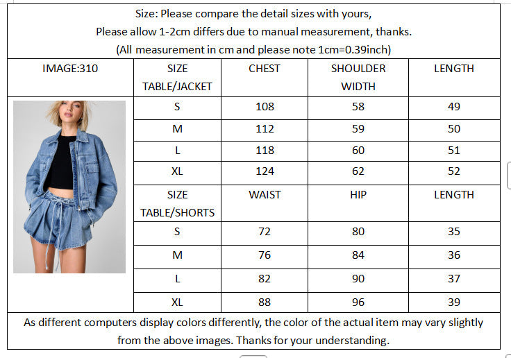 Cropped Denim Jacket with   Shorts