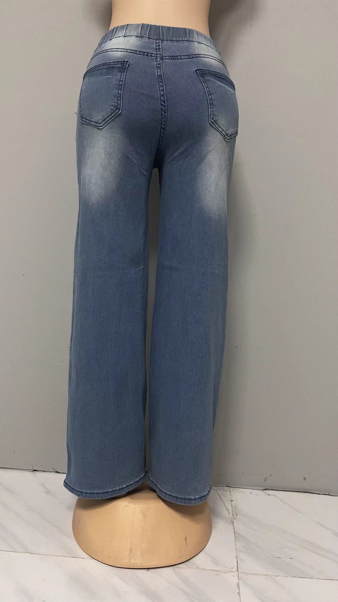 Relaxed Fit Denim Wide-Leg Jeans