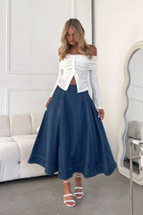 Flared Denim Maxi Skirt