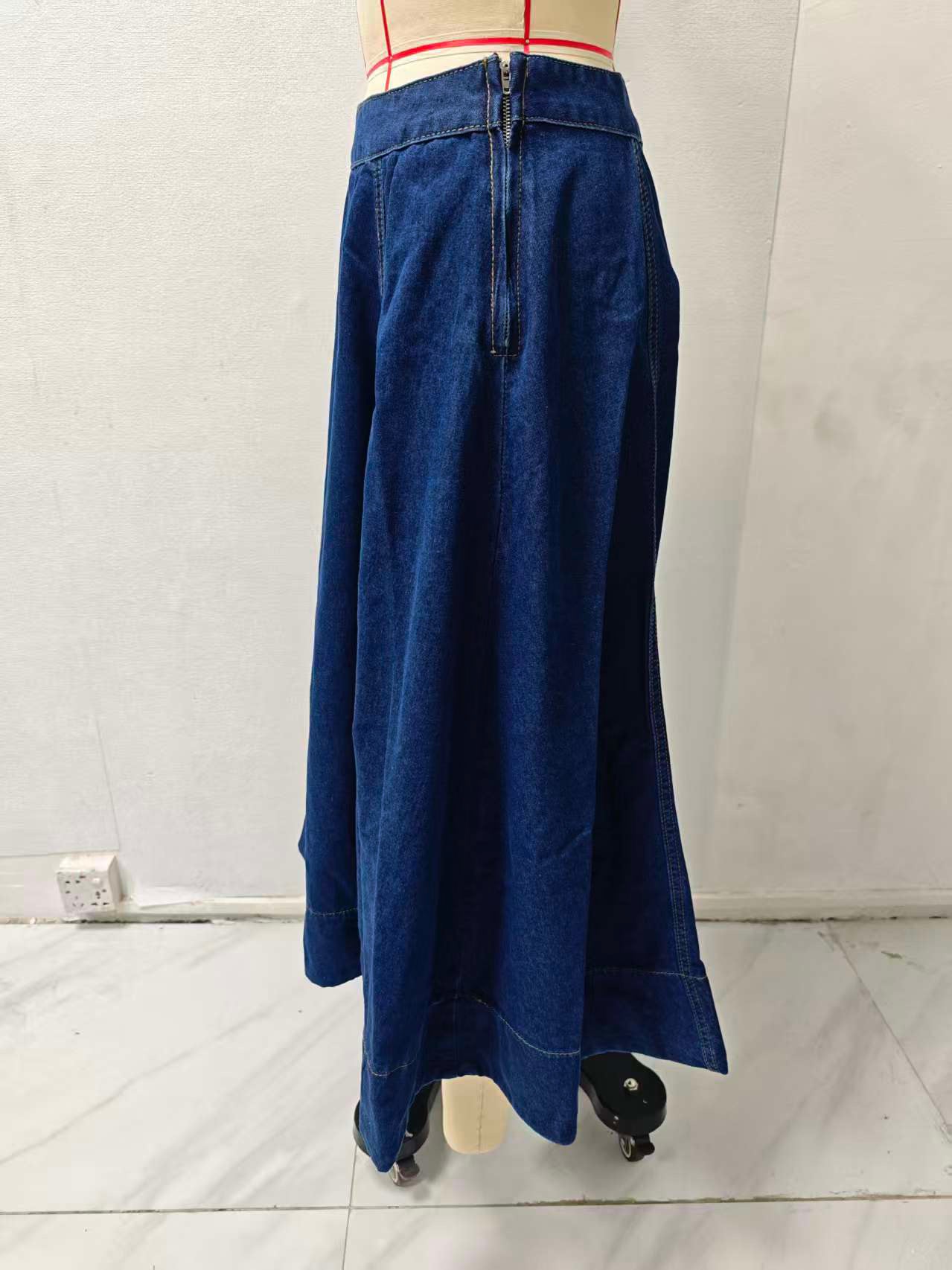 Flared Denim Maxi Skirt