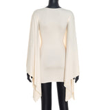 Elegant Beige Cape Dress