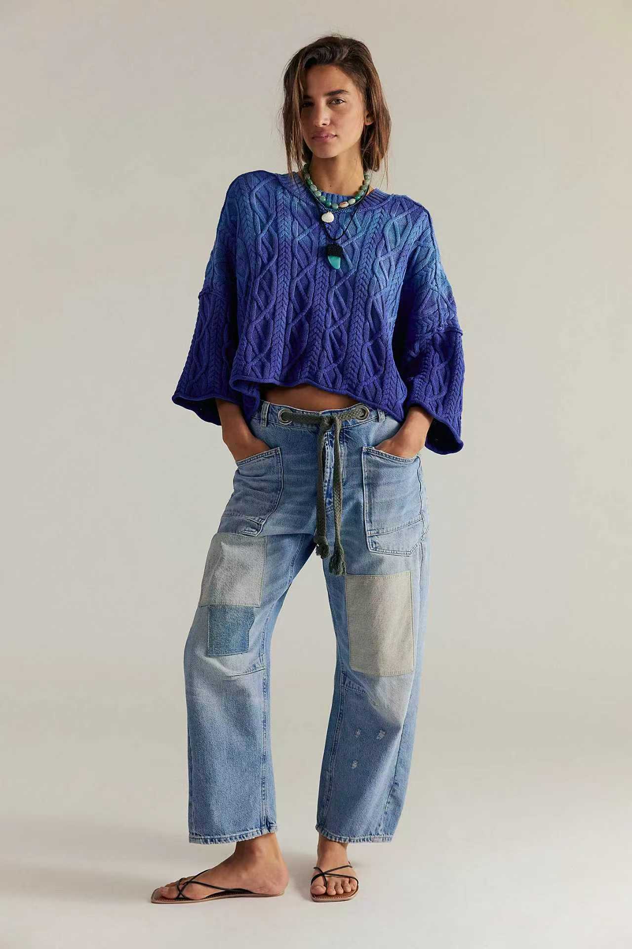 Casual Wide-Leg Paint-Splatter Pants