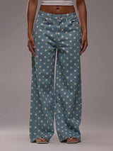 Wide-Leg Polka Dot Pants