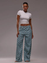 Wide-Leg Polka Dot Pants