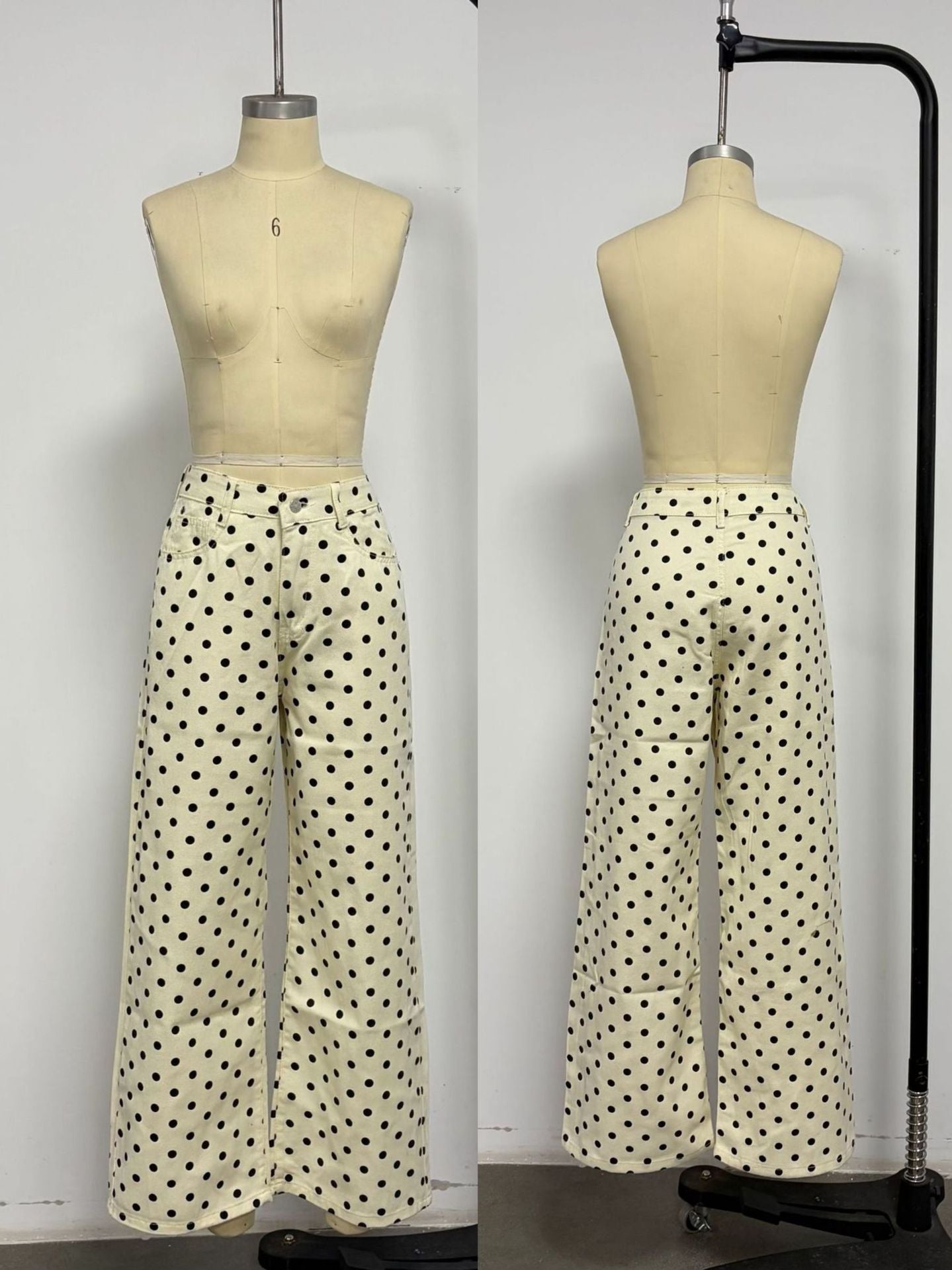 Wide-Leg Polka Dot Pants
