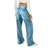 High-Waisted Wide-Leg Distressed Jeans