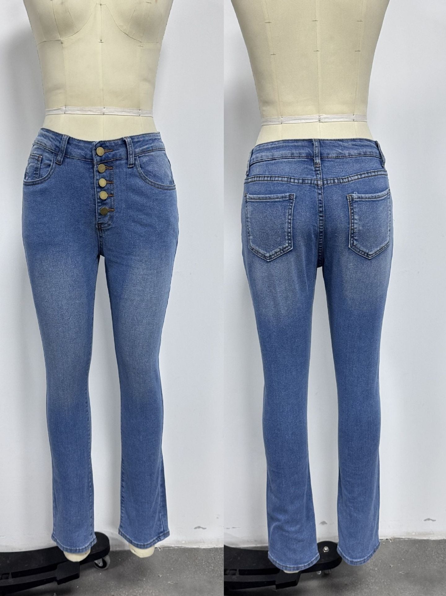 High-Waisted Skinny Jeans with Button Fly