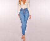 High-Waisted Skinny Jeans with Button Fly