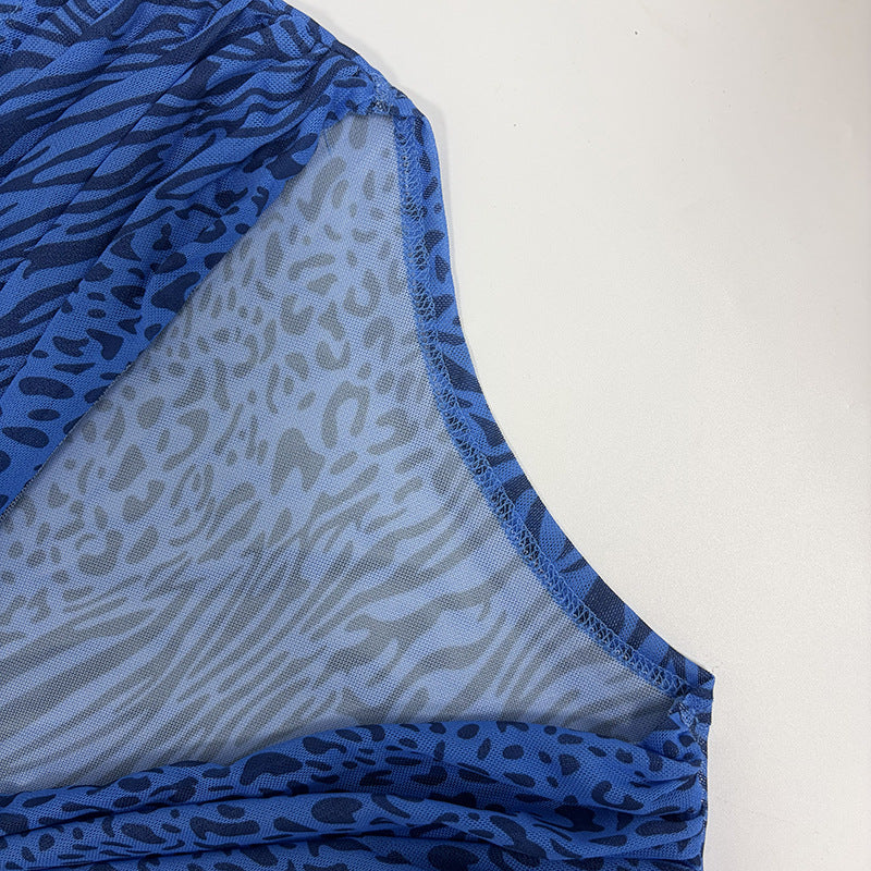 Ruched Animal Print Maxi Dress