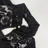 Chic Black Lace Flared Sleeve Jumpsuit