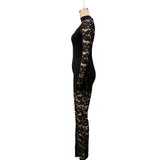 Chic Black Lace Flared Sleeve Jumpsuit