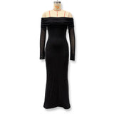 Glamorous Off-Shoulder  Glitter Evening Gown