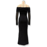 Glamorous Off-Shoulder  Glitter Evening Gown