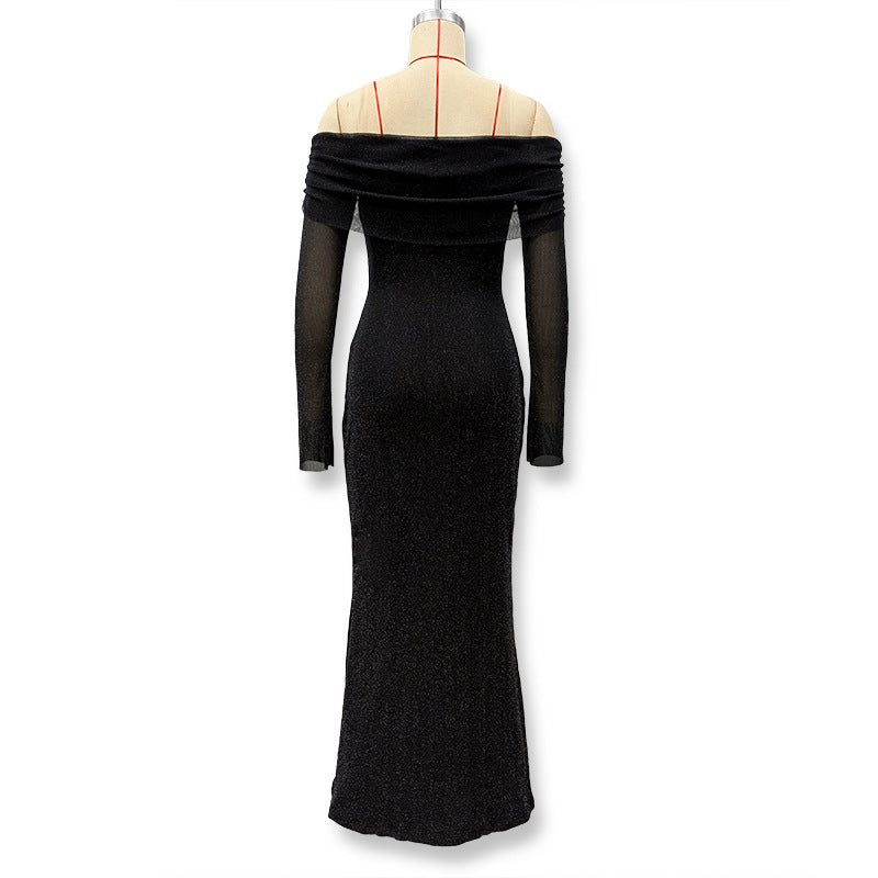 Glamorous Off-Shoulder  Glitter Evening Gown