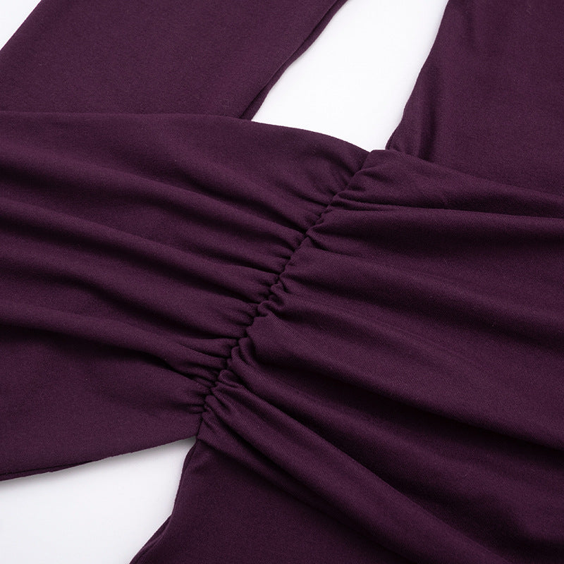 Long Sleeve Maxi Dress with Draped Waist