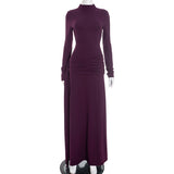 Long Sleeve Maxi Dress with Draped Waist