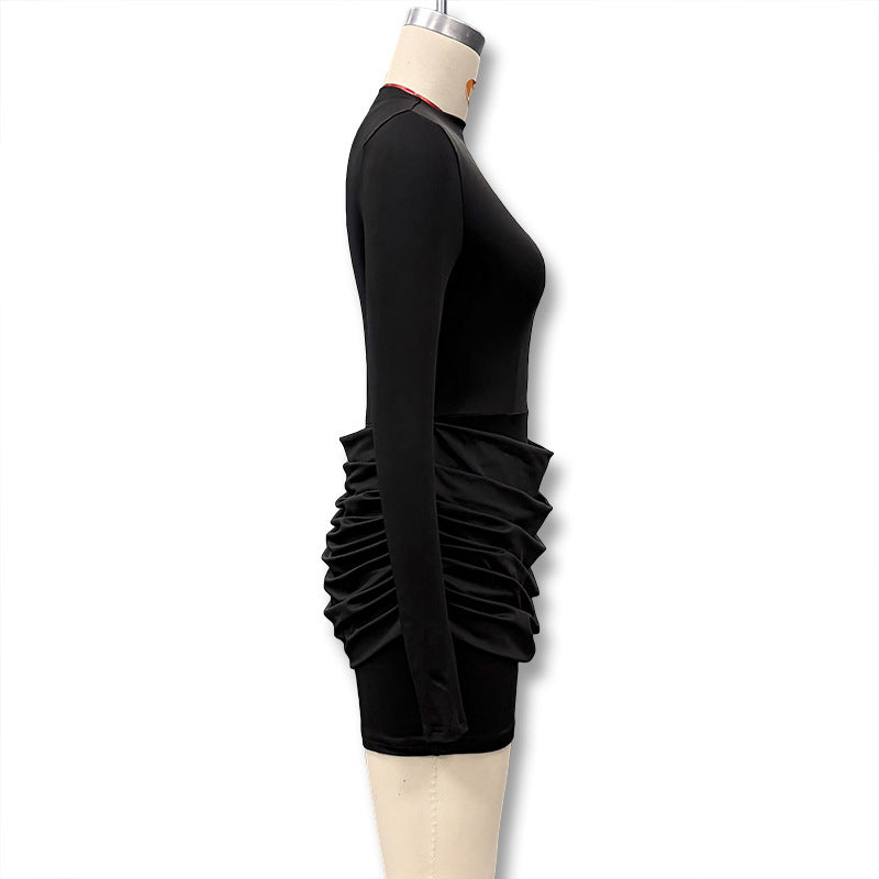 Long-Sleeve Ruched Bodycon Dress