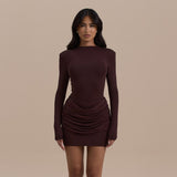 Long-Sleeve Ruched Bodycon Dress