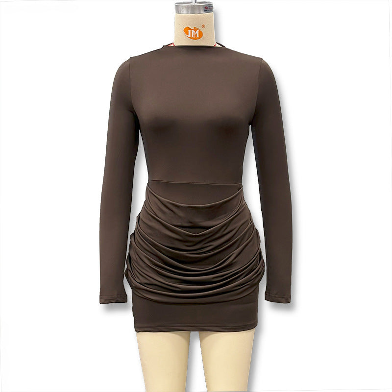 Long-Sleeve Ruched Bodycon Dress