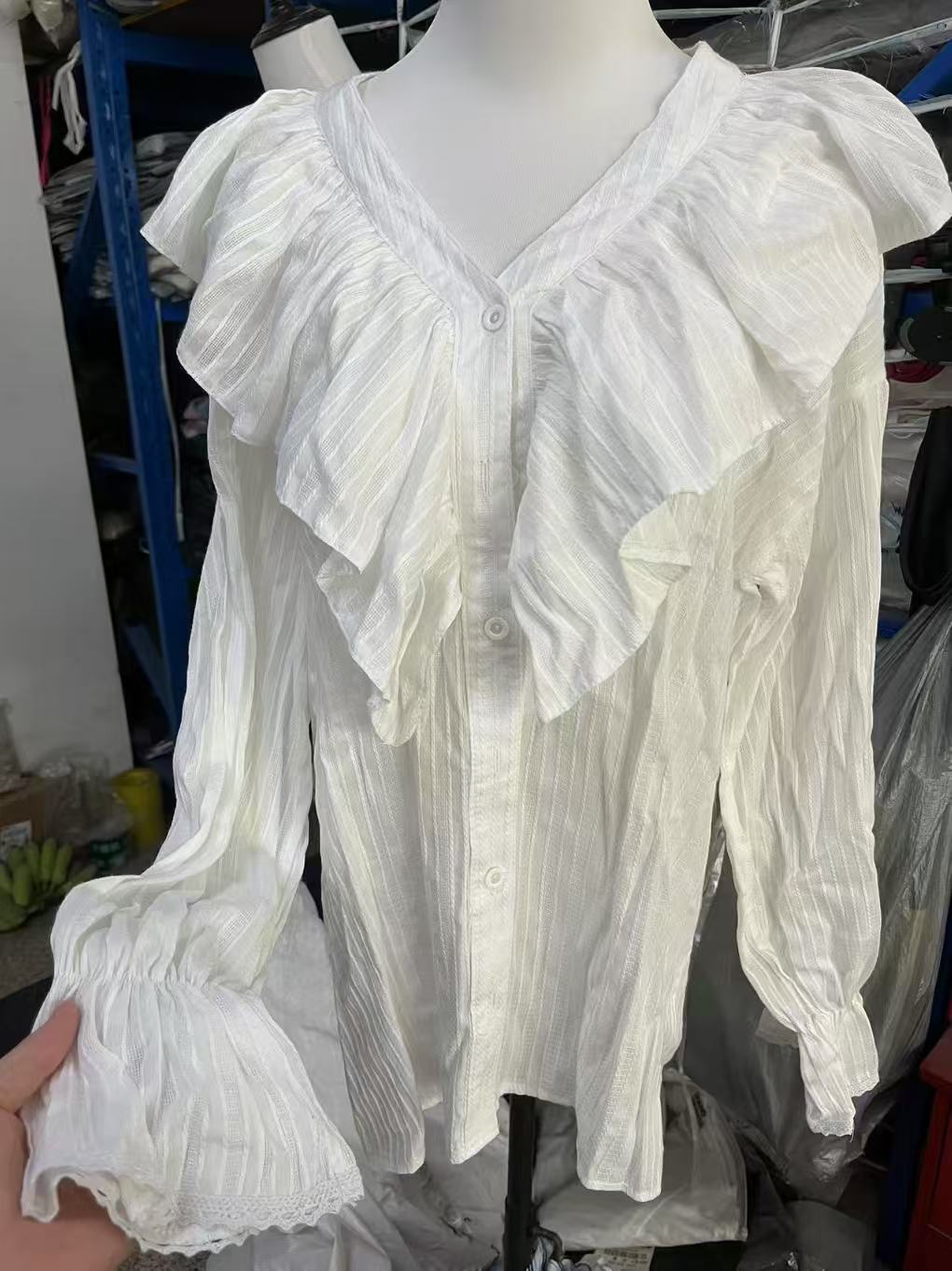 Elegant White Ruffled Blouse
