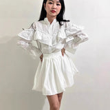 Chic White Ruffled Detail Blouse