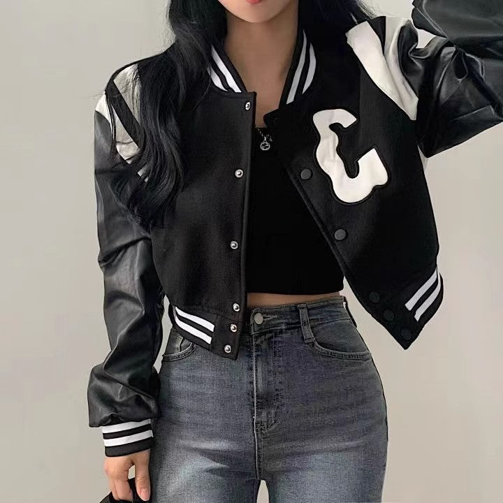 Varsity Style Patch Bomber Jacket