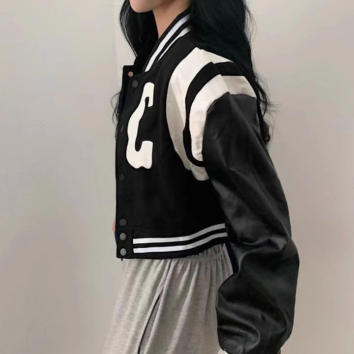Varsity Style Patch Bomber Jacket