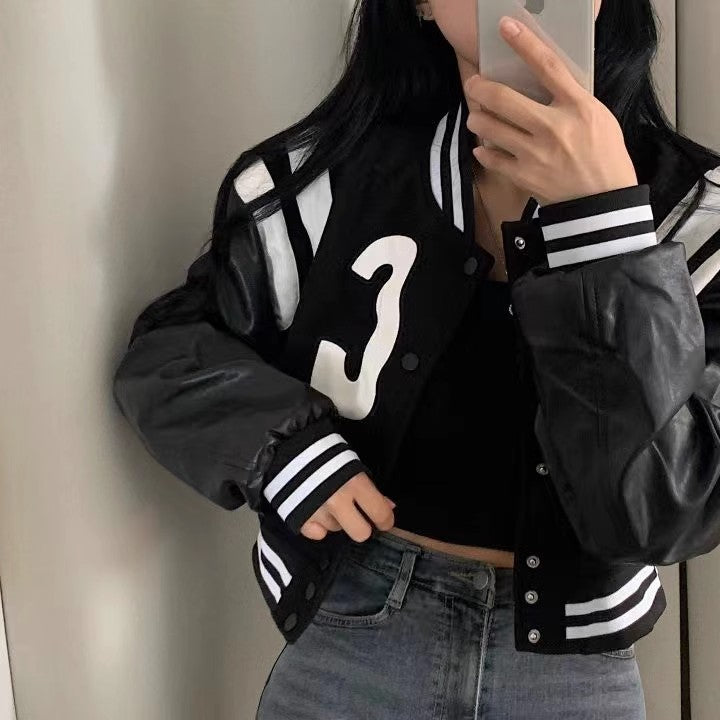 Varsity Style Patch Bomber Jacket