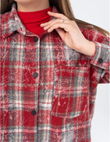 Plaid Flannel Jacket with Distressed Finish