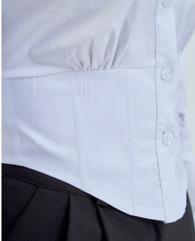 White Button-Down Shirt with Structured Fit