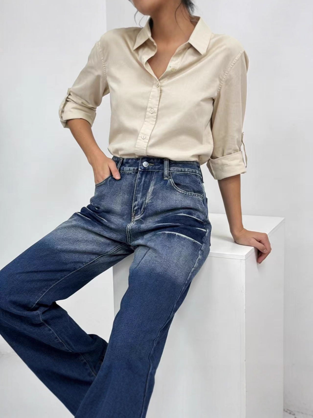 High-Waisted Wide-Leg Jeans