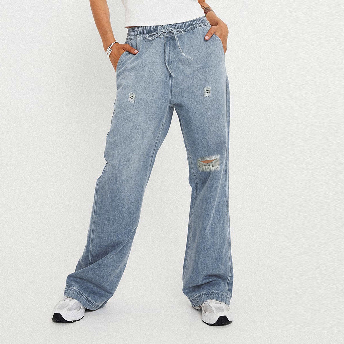 Distressed Relaxed Fit Baggy Jeans