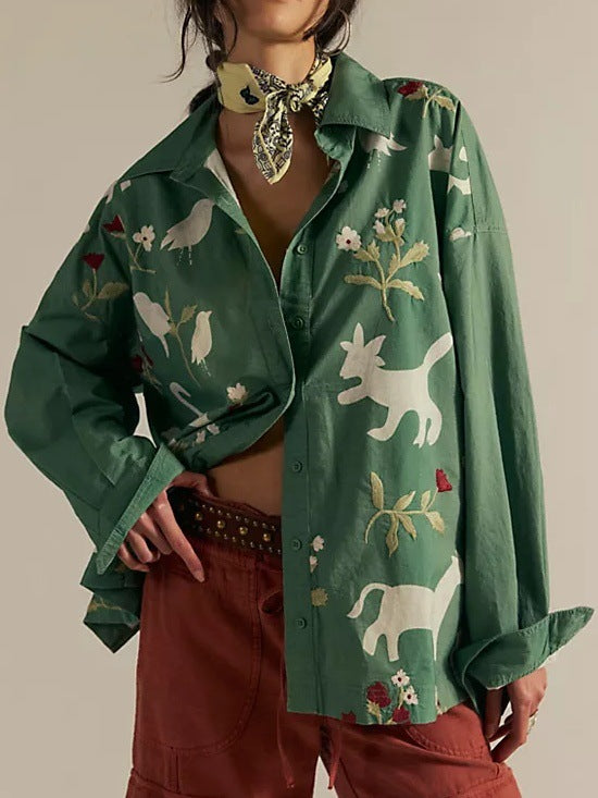 Animal & Nature Print Oversized Shirt