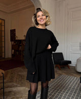 Stylish Black Top with Pleated Skirt