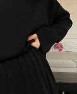 Stylish Black Top with Pleated Skirt