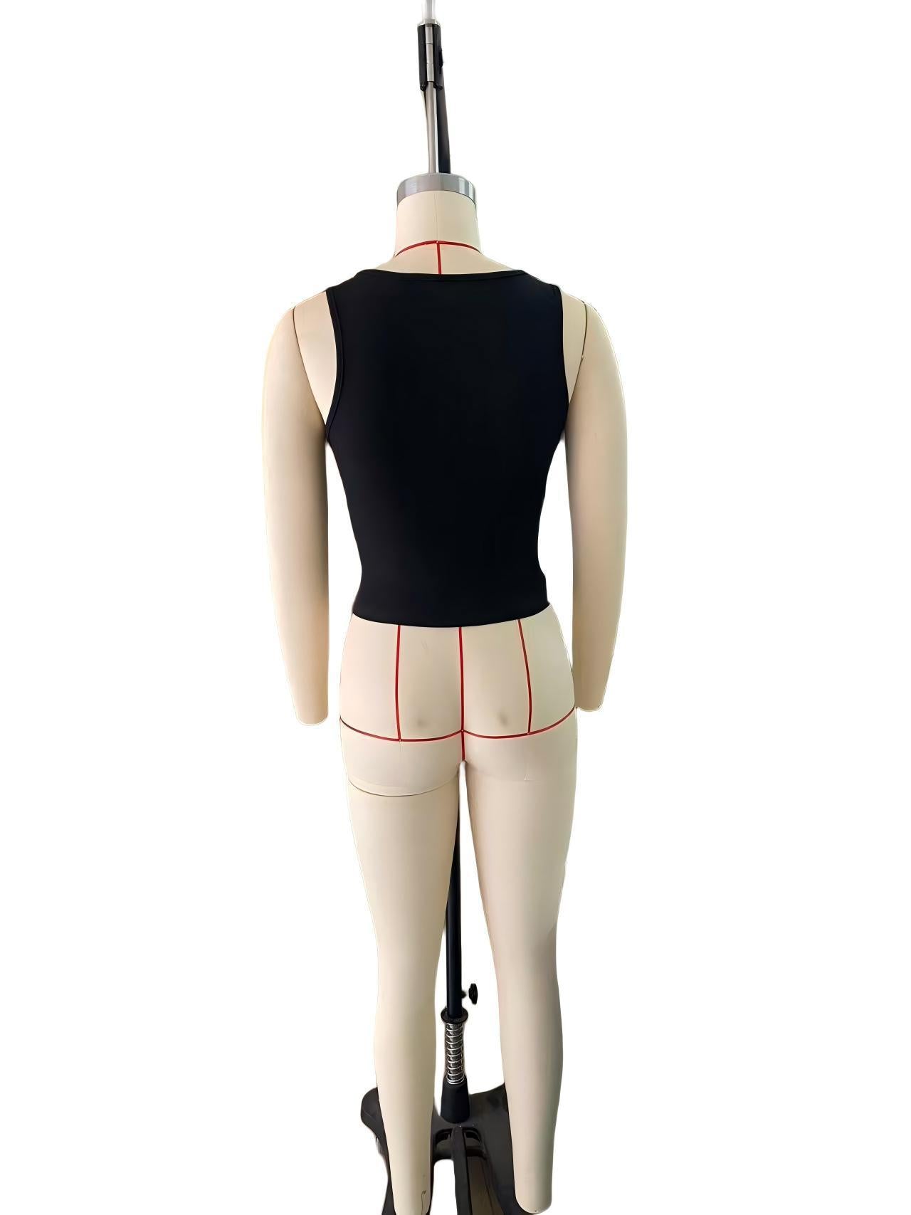 Ribbed Button-Front Sleeveless Top