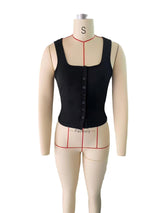 Ribbed Button-Front Sleeveless Top