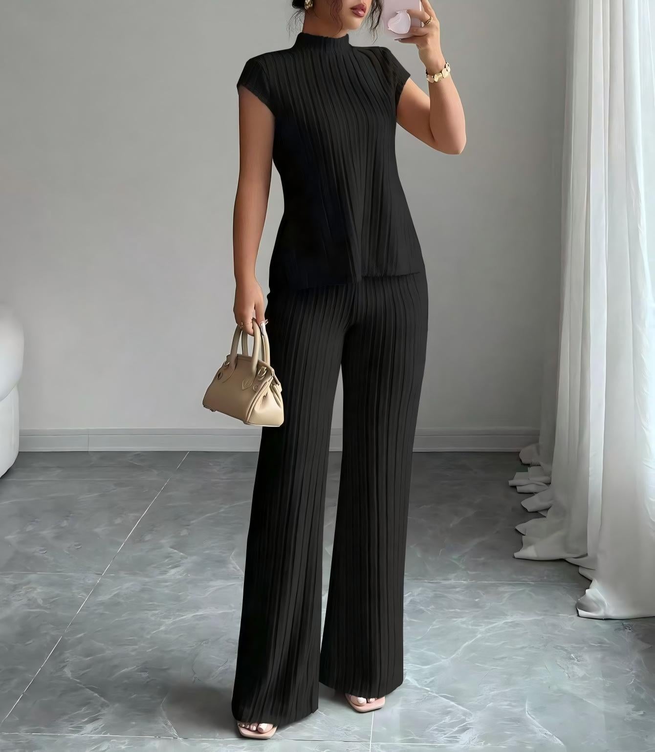Pleated Sleeveless Top & Pants Set